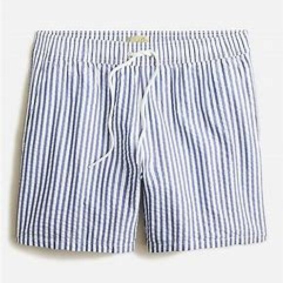 J. Crew Other - J. Crew Crewcuts Boys Size 16 Blue and White Striped Seersucker Swim Trunks